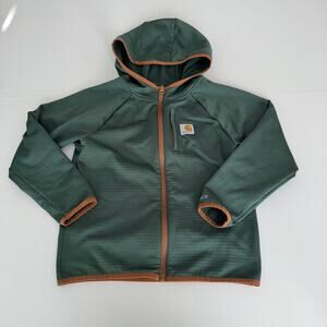 Carhartt Boys Force Green Hooded Full Zip Size Small 8-10 Jacket Long Sleeve